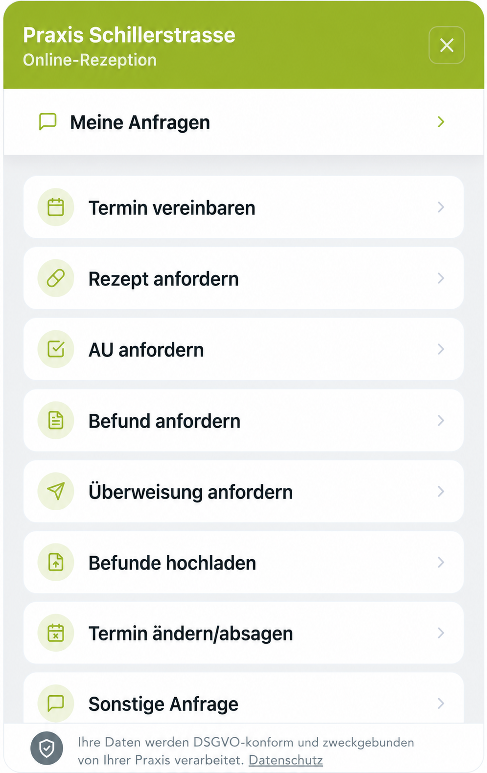 Online-Rezeption der Praxis auf dem Smartphone