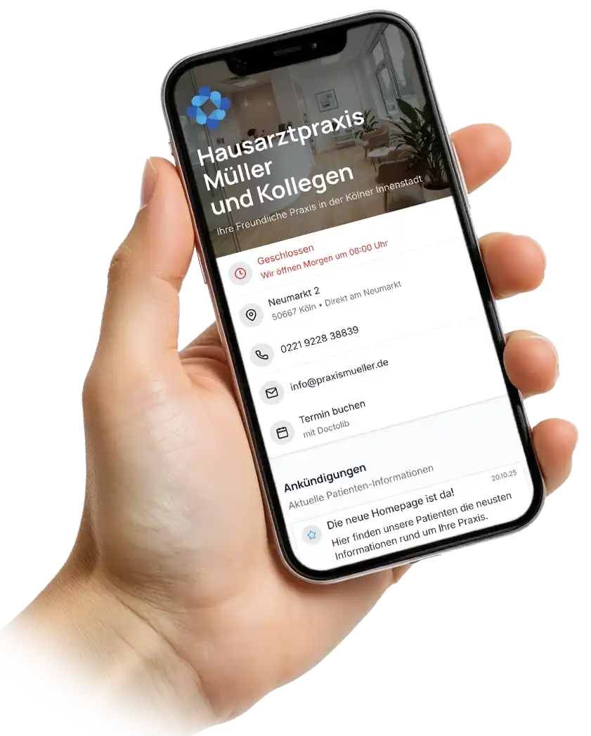 Praxis-Website auf dem Smartphone